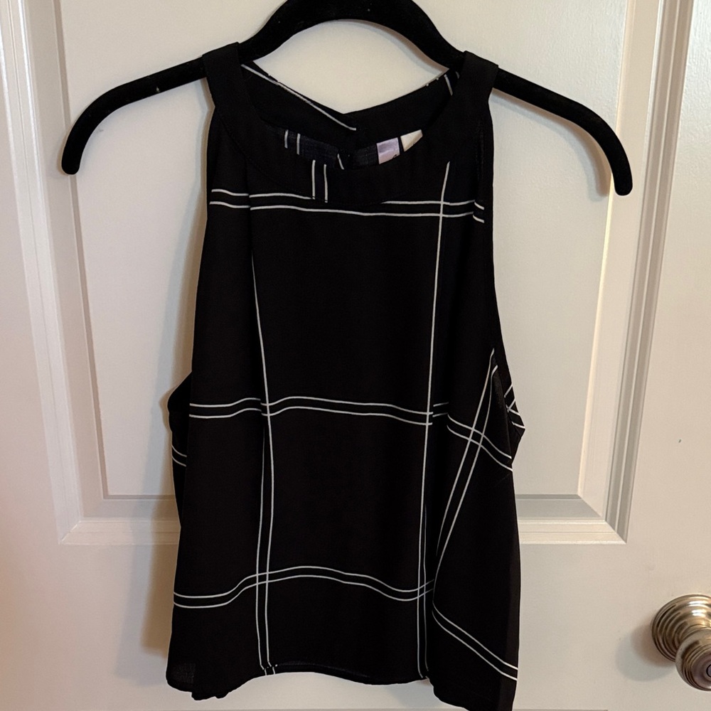 Alya Black and White Grid Tank Top